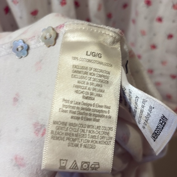 Eileen West white with Pink Floral Long Sleeve Nightgown- large - 100% cotton - Picture 4 of 6